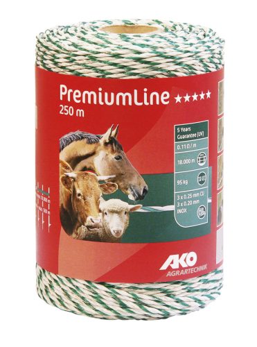 AKO PremiumLine villanypásztor vezeték - zöld/fehér, 250 m,3xCu 0,25 + 3xNi 0,20