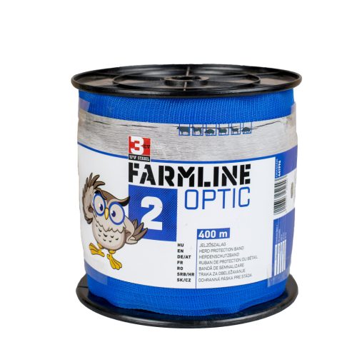 FarmLine Optic 2 jelzőszalag villanypásztor rendszerekhez - kék, 400 m / 20 mm, 80 kg