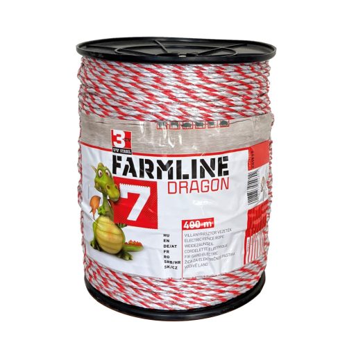 FarmLine Dragon 7 villanypásztor vezeték - piros/fehér, 400 m, 0,11 Ohm, 300 kg
