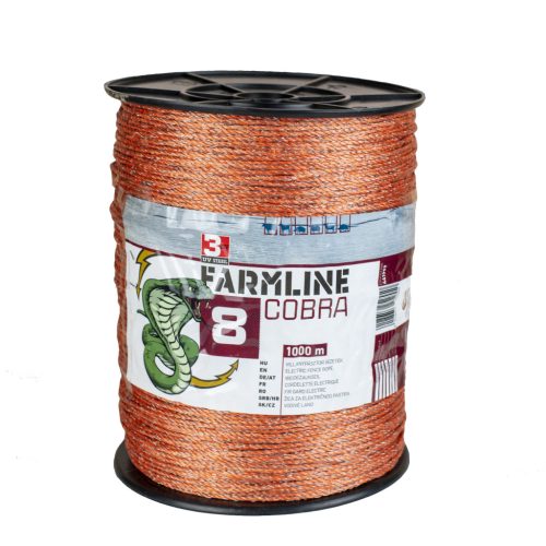 FarmLine Cobra 8 villanypásztor vezeték - narancs, 1000 m, 1,72 Ohm/m, 200 kg