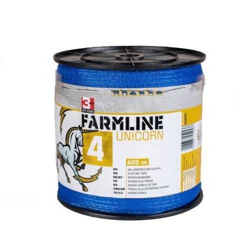 FarmLine Unicorn 4 villanypásztor szalag - kék, 400 m / 20 mm, 2,85 Ohm/m, 100 kg