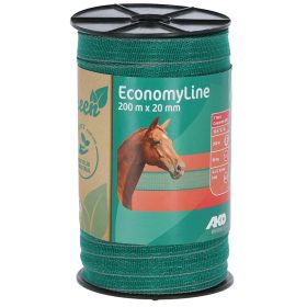   EconomyLine villanypásztor szalag - 20 mm, 200 m, zöld/szürke