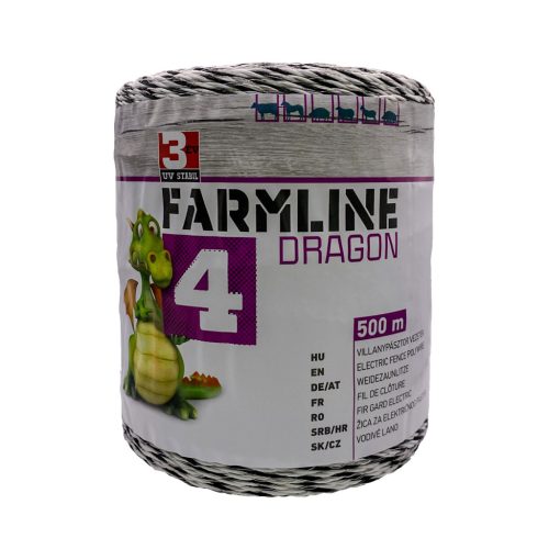 Dragon 4 villanypásztor vezeték - fekete/fehér, 500 m, 0,4 ohm/m, 130 kg
