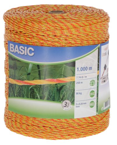 CORRAL Basic Classe villanypásztor vezeték - sárga/narancs, 1000 m, 7,74 ohm/m, 90 kg
