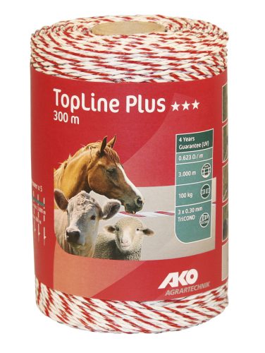 AKO TopLine Plus villanypásztor vezeték - piros/fehér, 300 m, 0,623 ohm/m, 100 kg