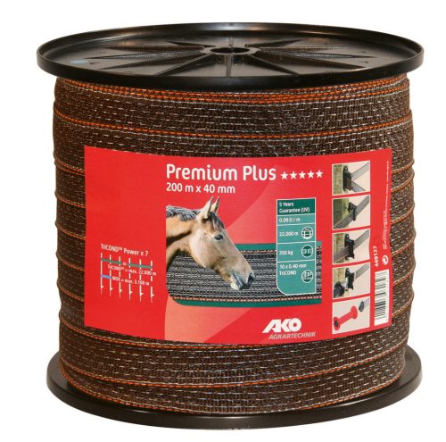 Premium Plus villanypásztor szalag - narancs/barna, 200 m x 40 mm