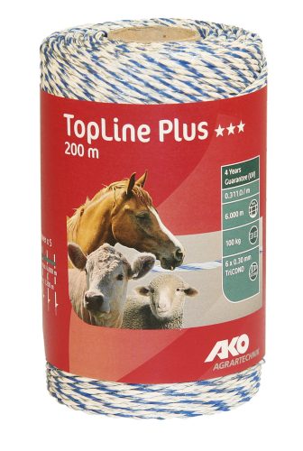 AKO TopLine Plus villanypásztor vezeték - kék/fehér, 200 m, 0,311 ohm/m, 100 kg
