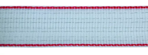 AKO Topline Plus villanypásztor szalag - fehér/piros, 200 m x 40 mm, 0,187 ohm/m, 230 kg