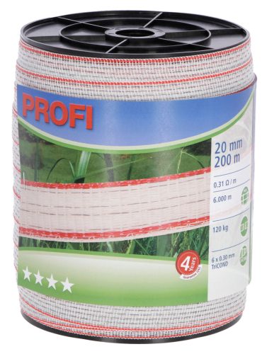 CORRAL PROFI villanypásztor szalag - fehér/piros, 200 m x 20 mm