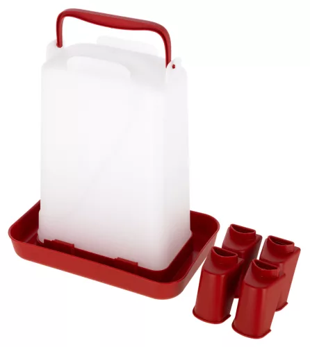 Műanyag baromfiitató lábakkal - 5,5 l, piros/fehér