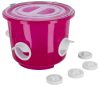 Baromfi etetővödör - áttetsző rózsaszín, 12 l, 4 etetőrésszel