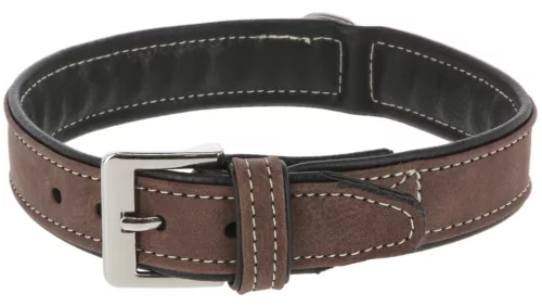 California műbőr nyakörv - barna, 20 mm, 32-38 cm