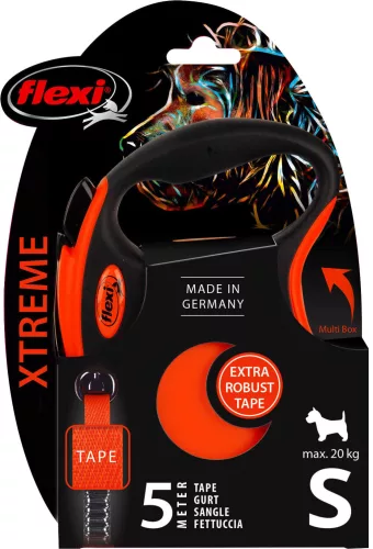 Flexi Xtreme póráz - S, narancs / fekete, 5 m, 20 kg