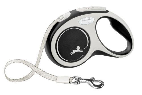 Flexi New Comfort szalagos póráz - fekete, 5 m, max 15 kg, méret: S