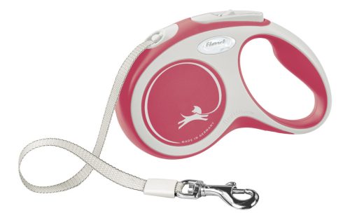 Flexi New Comfort szalagos póráz - piros, 5 m, max 15 kg, méret: S