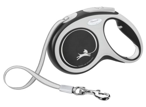 Flexi New Comfort szalagos póráz - fekete, 5 m, max 25 kg, méret: M