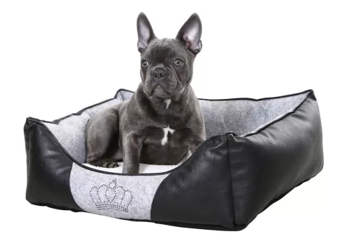 Chiara kutyafekhely köves koronával - szürke/fekete, 55 x 45 x 18 cm