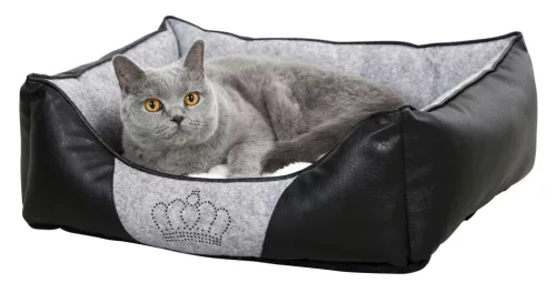 Chiara kutyafekhely köves koronával - szürke/fekete, 55 x 45 x 18 cm