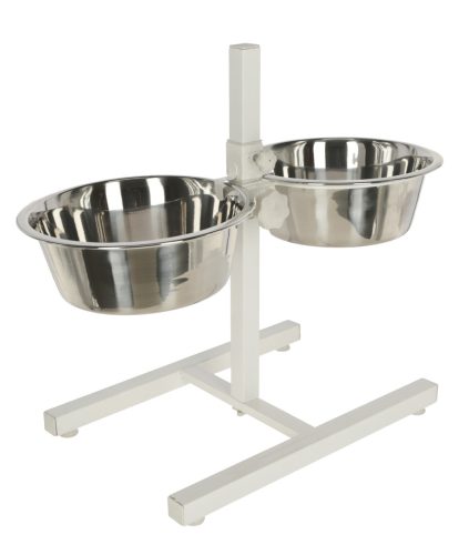Dupla fém etető állványon - fehér, 2 x 2800 ml