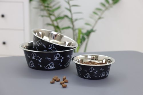 Rozsdamentes acél tál - fekete, 900 ml