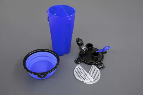 TravelBowl táp- és víztartó - kék, 2 x 350 ml