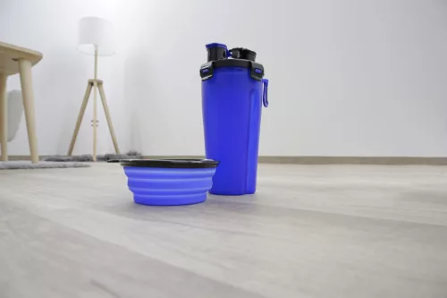 TravelBowl táp- és víztartó - kék, 2 x 350 ml