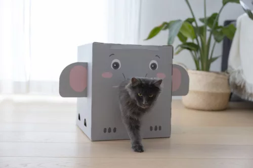 Elefánt kaparó macskáknak - szürke, 35 x 35 x 38 cm