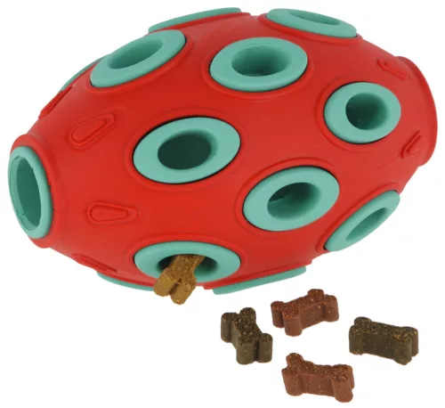 ToyFastic tölthető rugby játék kutyáknak - piros/kék, 15 x 6,5 cm