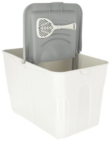 Buxo macska toalett - szürke/kék, lapáttal, 56 x 39 x 38,5 cm