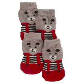 Bruno kutyazokni - szürke/piros, méret: S