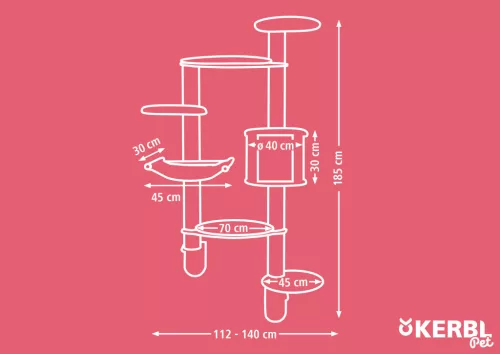 Dolomit XL macskabútor - fehér, falra szerelhető, 185 cm