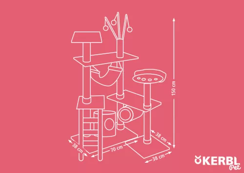 Creativ macskabútor - antracit / kék / fehér, 150 cm