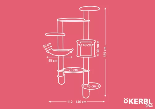 Dolomit XL Tofana macskabútor - falra szerelhető, 185 x 115 cm