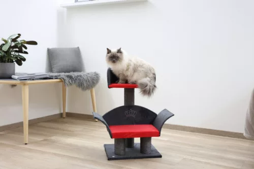 Deluxe macskabútor - szürke / piros, 70 cm