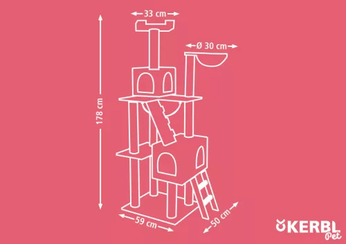 Négyszögletes macskabútor - szürke, 59 x 50 x 178 cm