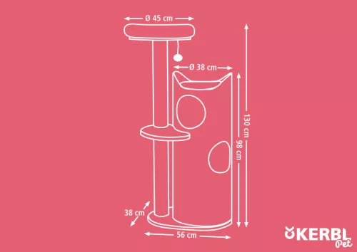 Tiana macskabútor - szürke, 70 x 56 x 130 cm