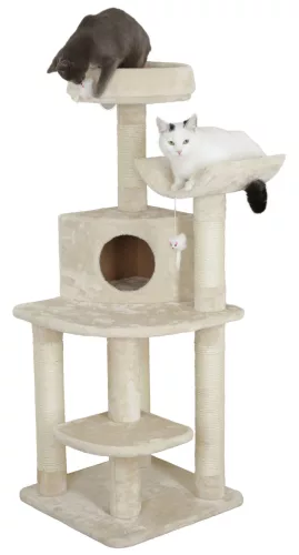 Zirkonia sarokba rakható macskabútor - bézs, 56 x 56 x 130 cm