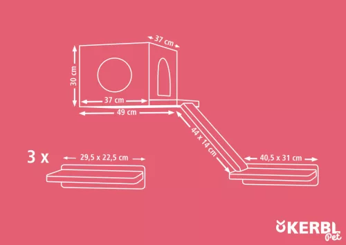 Mont Blanc mászófal macskáknak - bézs, hat részes