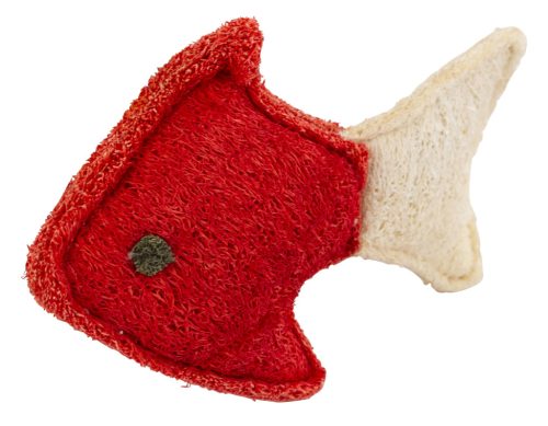 Macskajáték hal macskamentával - piros, 14 cm