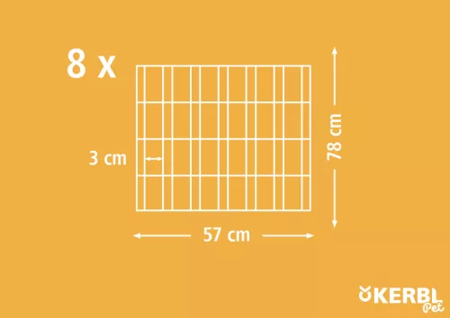 Kisállatkarám - fekete, 8 db 57 x 78 cm-es kerítéselem, 1 ajtós