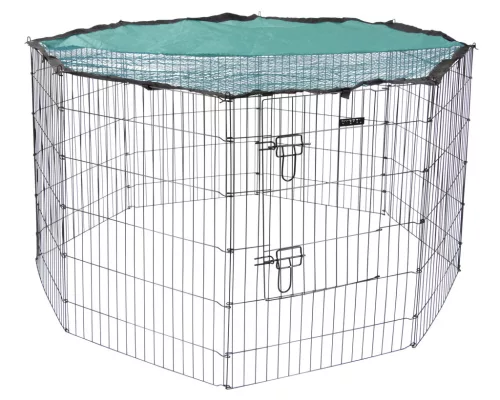 Kisállatkarám - fekete, 8 db 57 x 78 cm-es kerítéselem, 1 ajtós
