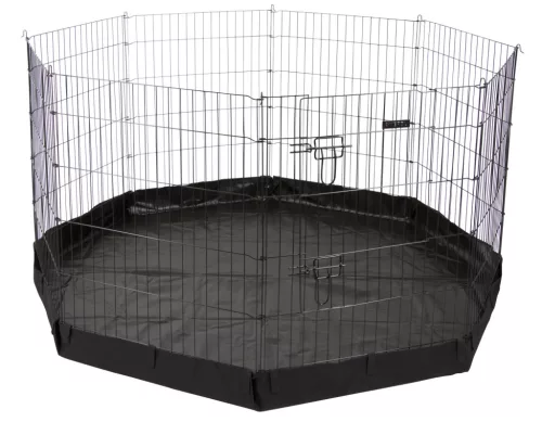 Kisállatkarám - fekete, 8 db 57 x 78 cm-es kerítéselem, 1 ajtós