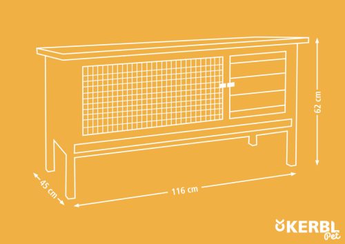 Freddy nyúlház - fehér/szürke, 116 x 45 x 62 cm