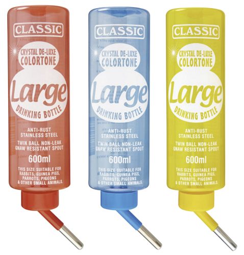 Classic de Luxe itatópalack kisemlősöknek - piros, kék, sárga, 600 ml