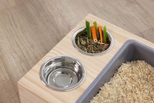 Ásó- és etetőállomás nyulaknak és tengerimalacoknak - 70 x 36 x 24 cm