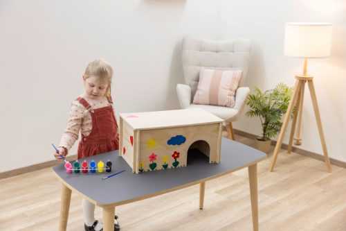 Festhető rágcsálóház - 50x29x24 cm, 6x10 ml festékkel és ecsetekkel