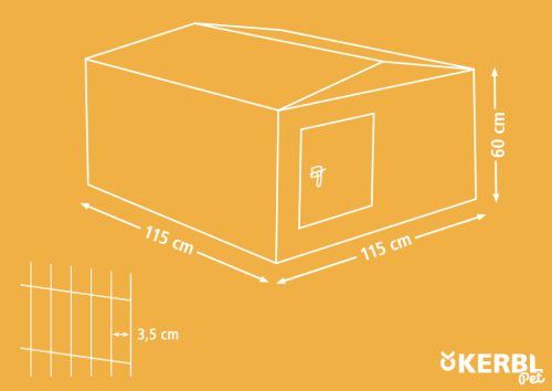 Szabadtéri ketrec kisemlősöknek napellenzovel - 115 x 115 x 60 cm