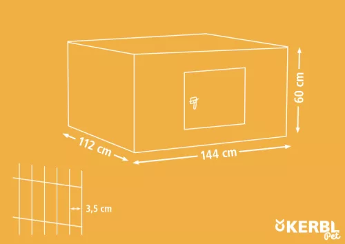 Szabadtéri ketrec kisemlősöknek napellenzővel - 144 x 112 x 60 cm