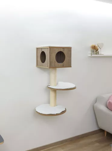 Dinari light falra szerelhető macskabútor - fehér/barna, 110 cm