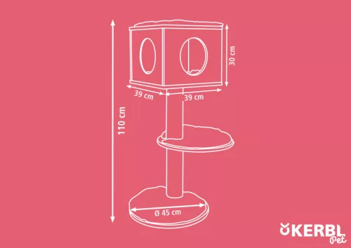 Dinari light falra szerelhető macskabútor - fehér/barna, 110 cm